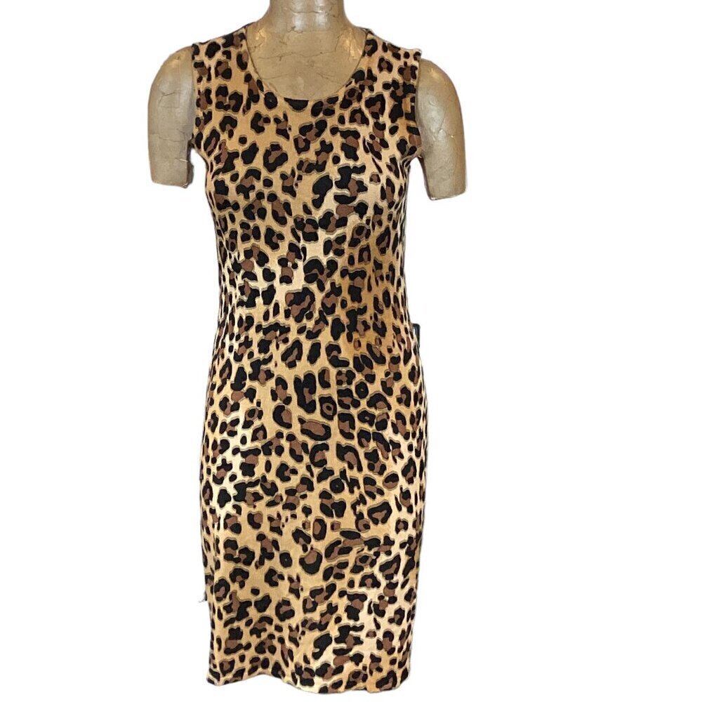 Marvin Richards Leopard‎ Print Sleeveless Knit Dress Sz M #277T